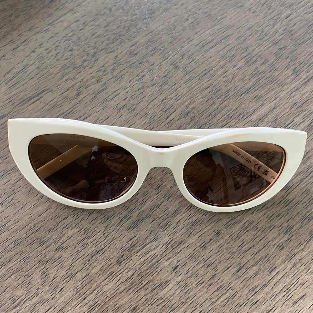YSL cat eye white sunglasses.